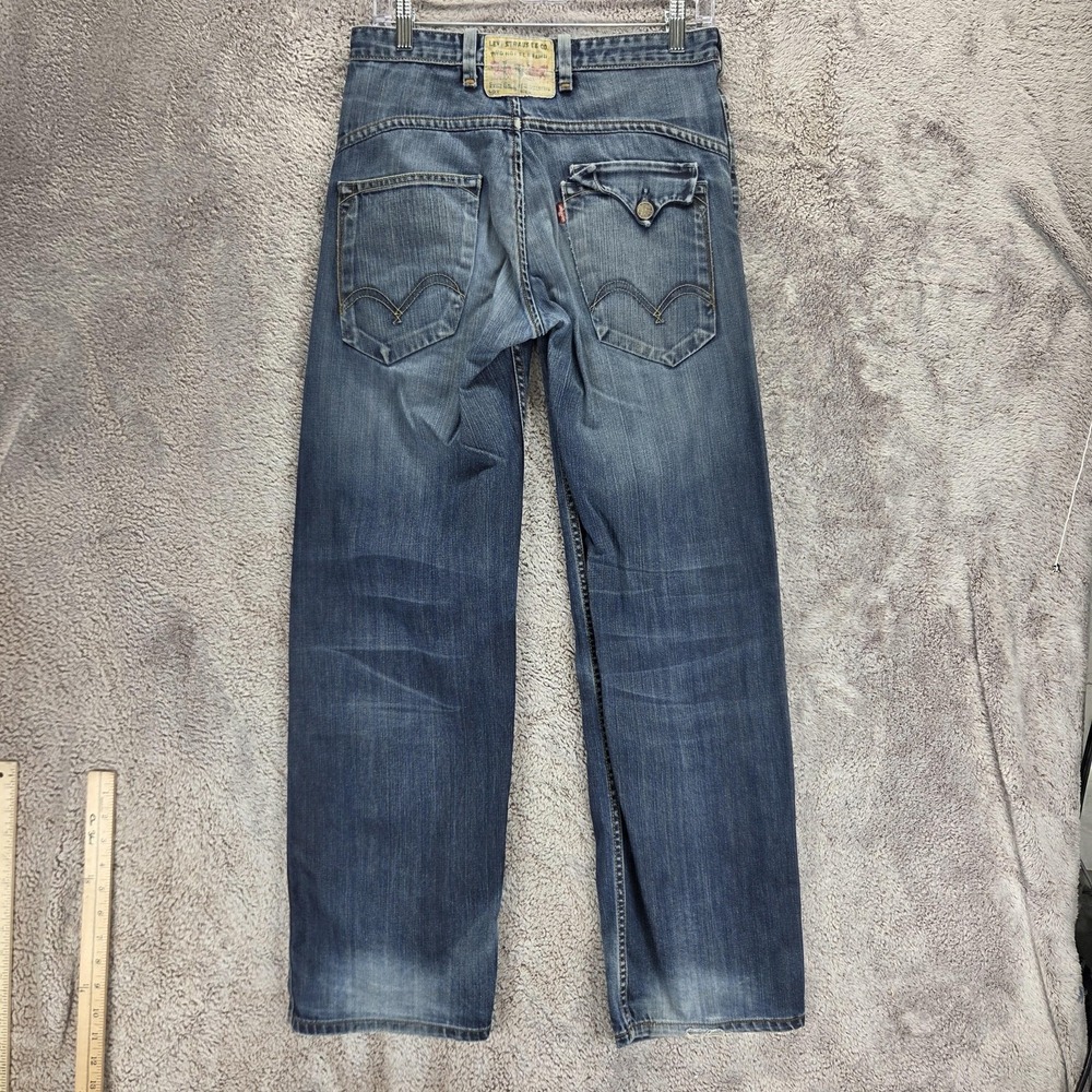 Vintage Levis Engineered Jeans Mens Blue Twisted Flap Pockets Zip Fly Fits 29x30